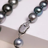 8mm-12mm Natural Mixed Color Tahitian Pearl Beaded Necklace, Multi High Luster Pearls Necklace, Gift for Mom, Black Silver Seawater Pearls Etsy