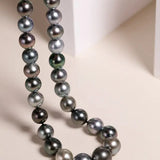 8mm-12mm Natural Mixed Color Tahitian Pearl Beaded Necklace, Multi High Luster Pearls Necklace, Gift for Mom, Black Silver Seawater Pearls Etsy