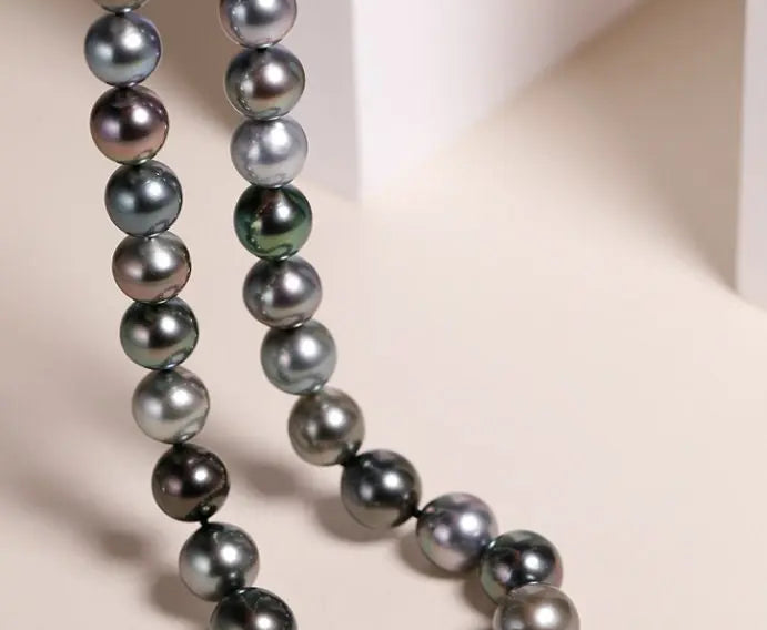 8mm-12mm Natural Mixed Color Tahitian Pearl Beaded Necklace, Multi High Luster Pearls Necklace, Gift for Mom, Black Silver Seawater Pearls Etsy
