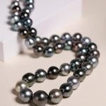 8mm-12mm Natural Mixed Color Tahitian Pearl Beaded Necklace, Multi High Luster Pearls Necklace, Gift for Mom, Black Silver Seawater Pearls Etsy