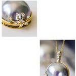 AAA+ Akoya Mabe Pearl Diamonds Necklace - 18K Yellow Gold Etsy