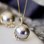 AAA+ Akoya Mabe Pearl Diamonds Necklace - 18K Yellow Gold Etsy