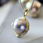 Akoya Mabe Pearl Diamond 18K Gold Earrings - Elegant Blue Pearl Jewelry Set Etsy
