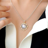 Superior Akoya Mabe Pearl & White Diamonds 18K Necklace, 18K Solid Yellow Gold Necklace, Silver Blue Pearl Necklace Earrings Etsy