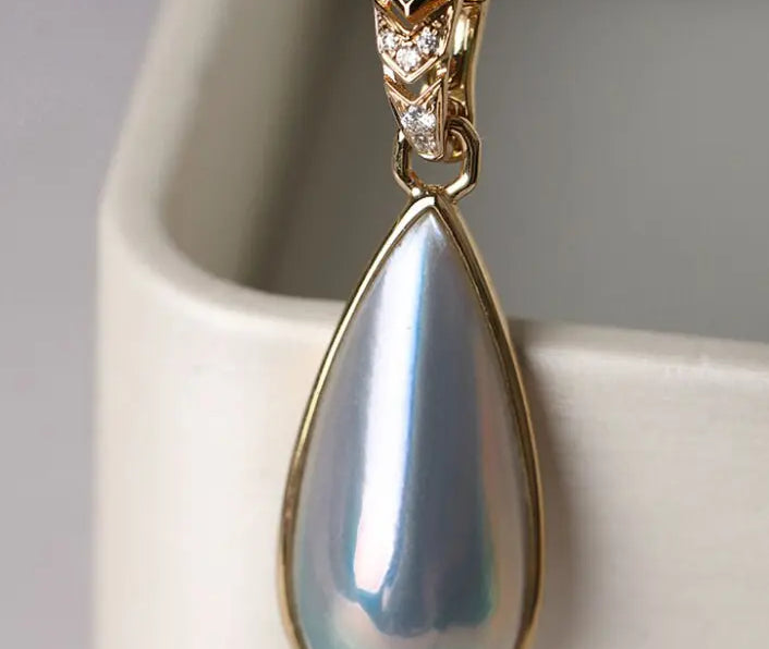 Baroque Mabe Pearl & Emerald 18K Necklace, 18K Solid Yellow Gold Necklace Etsy