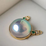 Akoya Mabe Pearl Emerald Necklace - 18K Yellow Gold Etsy