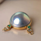 Akoya Mabe Pearl Emerald Necklace - 18K Yellow Gold Etsy