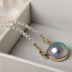 Akoya Mabe Pearl Emerald Necklace - 18K Yellow Gold Etsy