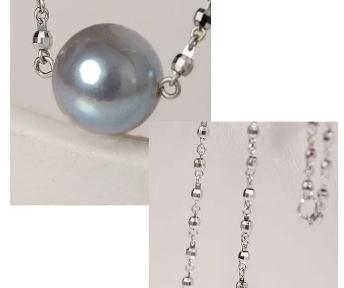 Blue Silver Madama Pearl 18K Necklace, 18k White Gold Minimalism Necklace Bracelet Etsy