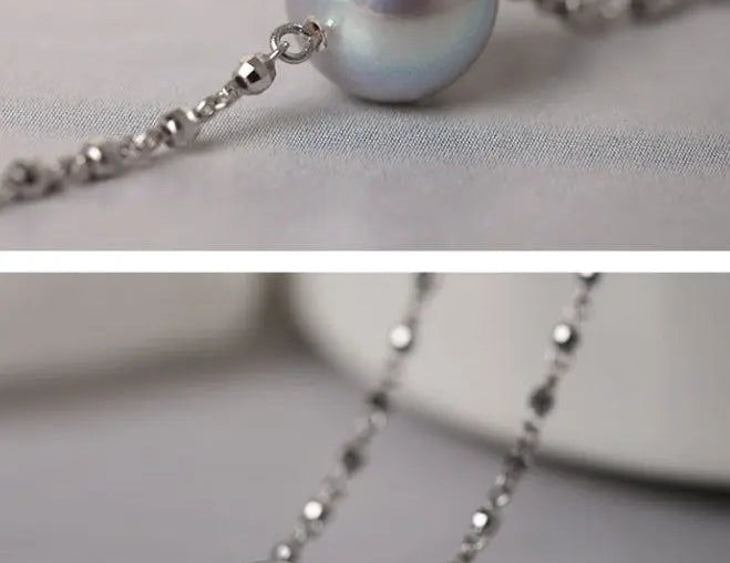 Blue Silver Madama Pearl 18K Necklace, 18k White Gold Minimalism Necklace Bracelet Etsy