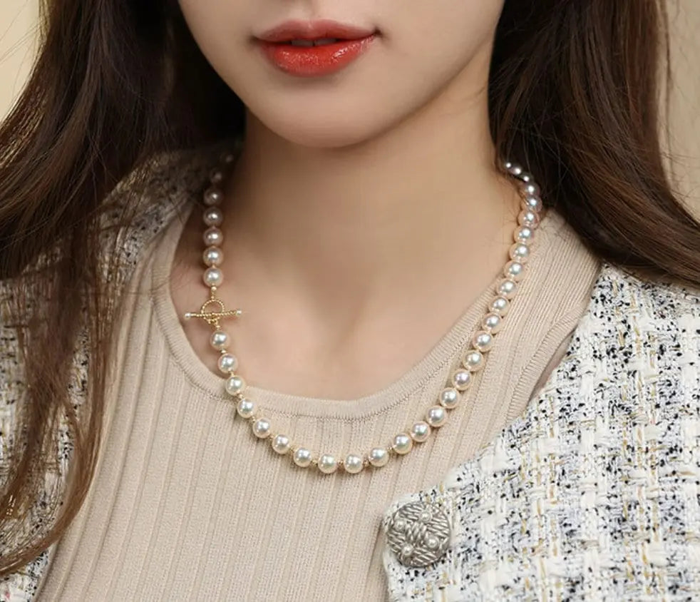 Very Rare Akoya Champagne Pearl Beaded Necklace, Finset Quality Pearl, Super Hight Luster Japan Champagne Color Pearl Etsy