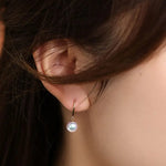 Minimalist 18k Solid Gold Japan Pearl Earrings, 18K Hook Earrings Etsy