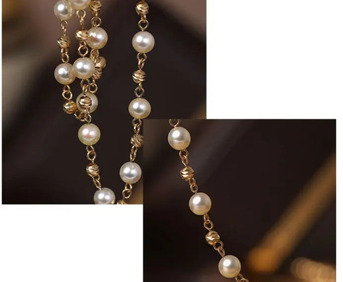 AAA+ Golden Champagne Akoya Pearl Necklace - Cream Pearl Strand Etsy