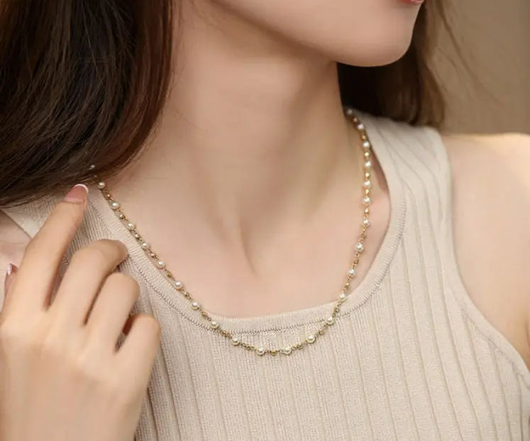 AAA+ Golden Champagne Akoya Pearl Necklace - Cream Pearl Strand Etsy
