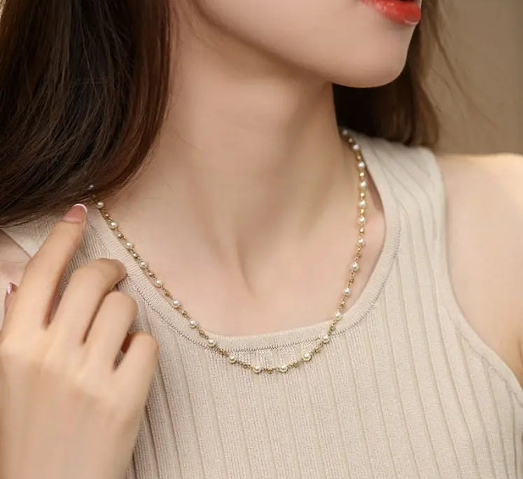 AAA+ Golden Champagne Akoya Pearl Necklace - Cream Pearl Strand Etsy