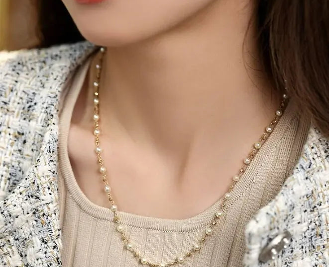 AAA+ Golden Champagne Akoya Pearl Necklace - Cream Pearl Strand Etsy