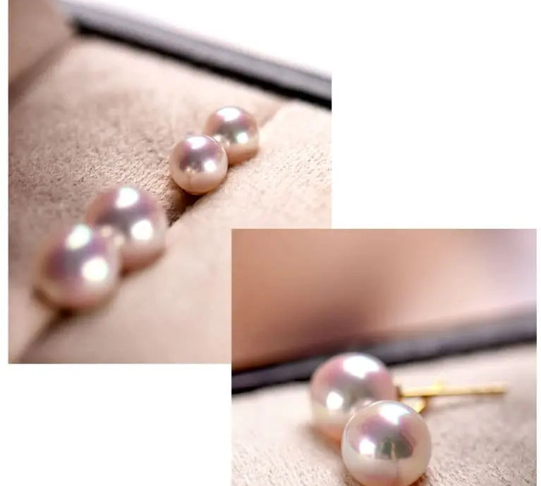 Superier Akoya Pearl 18K Gold Earrings, 18k Solid Yellow Gold Stud Earrings Etsy