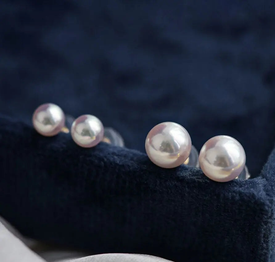 Superier Akoya Pearl 18K Gold Earrings, 18k Solid Yellow Gold Stud Earrings Etsy