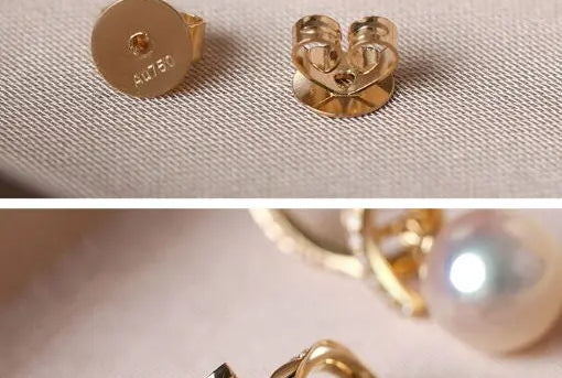 5A+ Japan Akoya Pearl Free Form Earrings, 18k Solid Yellow Gold Whirl Earrings, Natural White Diamonds Earrings, Christmas Gift Idea for GF Etsy