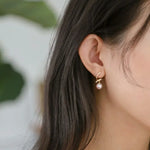 5A+ Japan Akoya Pearl Free Form Earrings, 18k Solid Yellow Gold Whirl Earrings, Natural White Diamonds Earrings, Christmas Gift Idea for GF Etsy