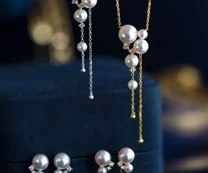 Galaxy Akoya Pearl Diamonds 18K Gold Earrings, Universe Inspired Earrings, 18K Yellow Solid Gold Earrings, Pearls Cluster Earrings Etsy