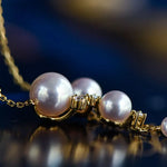 Galaxy Akoya Pearl Diamonds 18K Gold Necklace, Universe Inspired Necklace, 18K Yellow Solid Gold Necklace, Diamonds Cluster Necklace Etsy