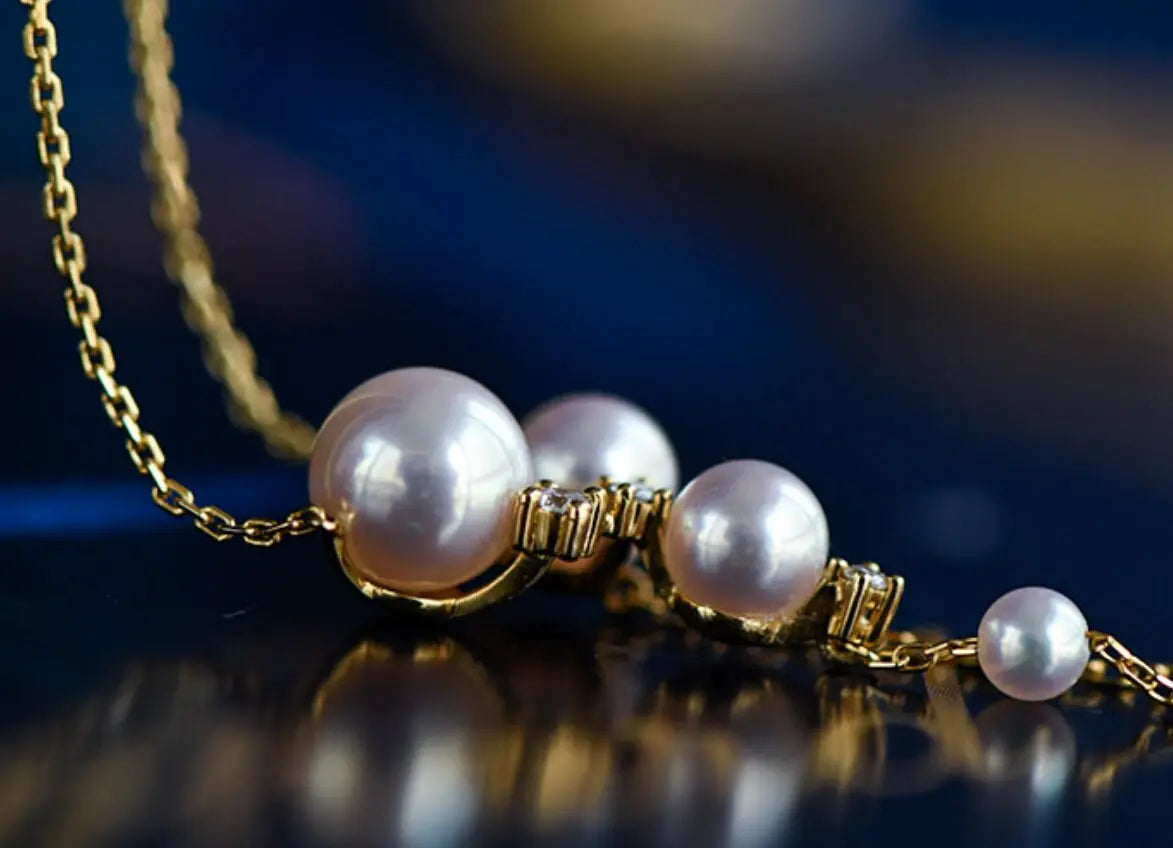 Galaxy Akoya Pearl Diamonds 18K Gold Necklace, Universe Inspired Necklace, 18K Yellow Solid Gold Necklace, Diamonds Cluster Necklace Etsy