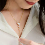 Galaxy Akoya Pearl Diamonds 18K Gold Necklace, Universe Inspired Necklace, 18K Yellow Solid Gold Necklace, Diamonds Cluster Necklace Etsy