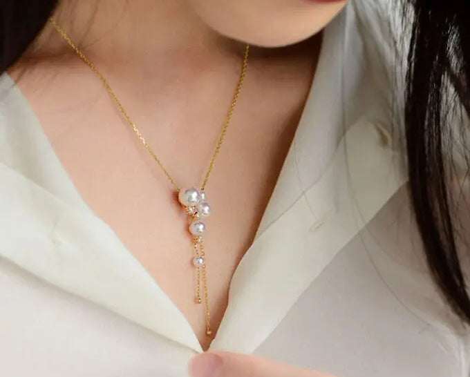 Galaxy Akoya Pearl Diamonds 18K Gold Necklace, Universe Inspired Necklace, 18K Yellow Solid Gold Necklace, Diamonds Cluster Necklace Etsy
