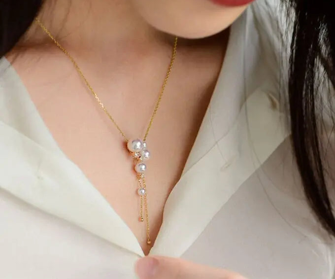 Galaxy Akoya Pearl Diamonds 18K Gold Necklace, Universe Inspired Necklace, 18K Yellow Solid Gold Necklace, Diamonds Cluster Necklace Etsy