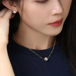 Unique Design 18K Chain with Akoya Pearl Necklace, 18K Yellow Gold Necklace, Christmas Gift Idea Etsy