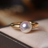 18K Gold Akoya Pearl Ring Earrings Set - Yellow Gold Etsy