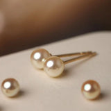 Superier Akoya Golden Pearl Stud Earrings, 18k Solid Yellow Gold Earrings, Minimalist Champagne Pearl Earring Etsy