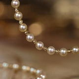 5A+ Akoya Golden Pearl Beaded 18K Gold Necklace Etsy