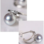 5A+ Madama Akoya Pearl Loop 18K Gold Earrings, Natural White Diamonds Pearl Earrings, 18K White Gold Pearl Earrings Etsy