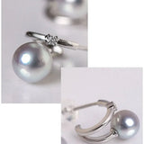 5A+ Madama Akoya Pearl Loop 18K Gold Earrings, Natural White Diamonds Pearl Earrings, 18K White Gold Pearl Earrings Etsy