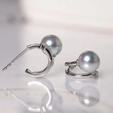 5A+ Madama Akoya Pearl Loop 18K Gold Earrings, Natural White Diamonds Pearl Earrings, 18K White Gold Pearl Earrings Etsy