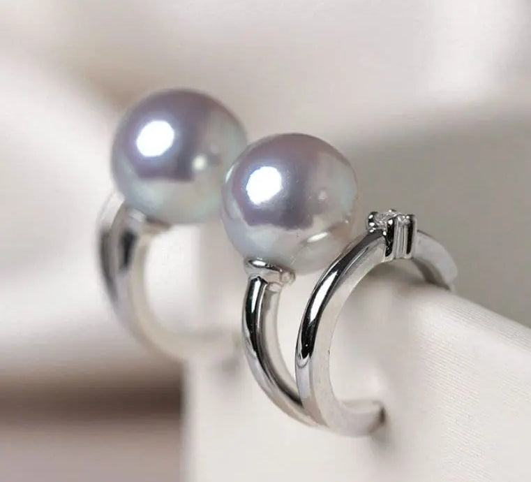 5A+ Madama Akoya Pearl Loop 18K Gold Earrings, Natural White Diamonds Pearl Earrings, 18K White Gold Pearl Earrings Etsy