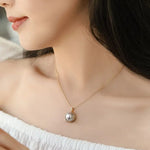 AAA+ Akoya Mabe Pearl Diamonds Necklace - 18K Yellow Gold Etsy
