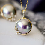 AAA+ Akoya Mabe Pearl Diamonds Necklace - 18K Yellow Gold Etsy