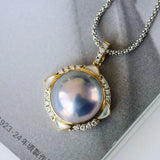 Akoya Mabe Pearl Diamond 18K Gold Earrings - Elegant Blue Pearl Jewelry Set Etsy