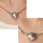 Akoya Mabe Pearl Emerald Necklace - 18K Yellow Gold Etsy