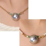Akoya Mabe Pearl Emerald Necklace - 18K Yellow Gold Etsy
