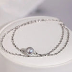 Blue Silver Madama Pearl 18K Necklace, 18k White Gold Minimalism Necklace Bracelet Etsy