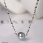 Blue Silver Madama Pearl 18K Necklace, 18k White Gold Minimalism Necklace Bracelet Etsy