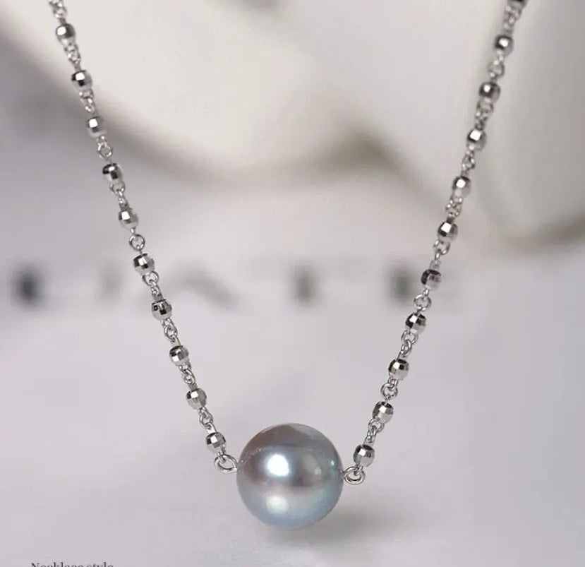 Blue Silver Madama Pearl 18K Necklace, 18k White Gold Minimalism Necklace Bracelet Etsy