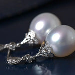 13mm Natural South Sea White Pearls & White Diamond Drop Earrings, 18k Solid White Gold White Earrings, Classic Retro Pearl Earrings Etsy