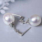 13mm Natural South Sea White Pearls & White Diamond Drop Earrings, 18k Solid White Gold White Earrings, Classic Retro Pearl Earrings Etsy