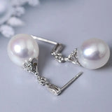 13mm Natural South Sea White Pearls & White Diamond Drop Earrings, 18k Solid White Gold White Earrings, Classic Retro Pearl Earrings Etsy