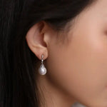 13mm Natural South Sea White Pearls & White Diamond Drop Earrings, 18k Solid White Gold White Earrings, Classic Retro Pearl Earrings Etsy